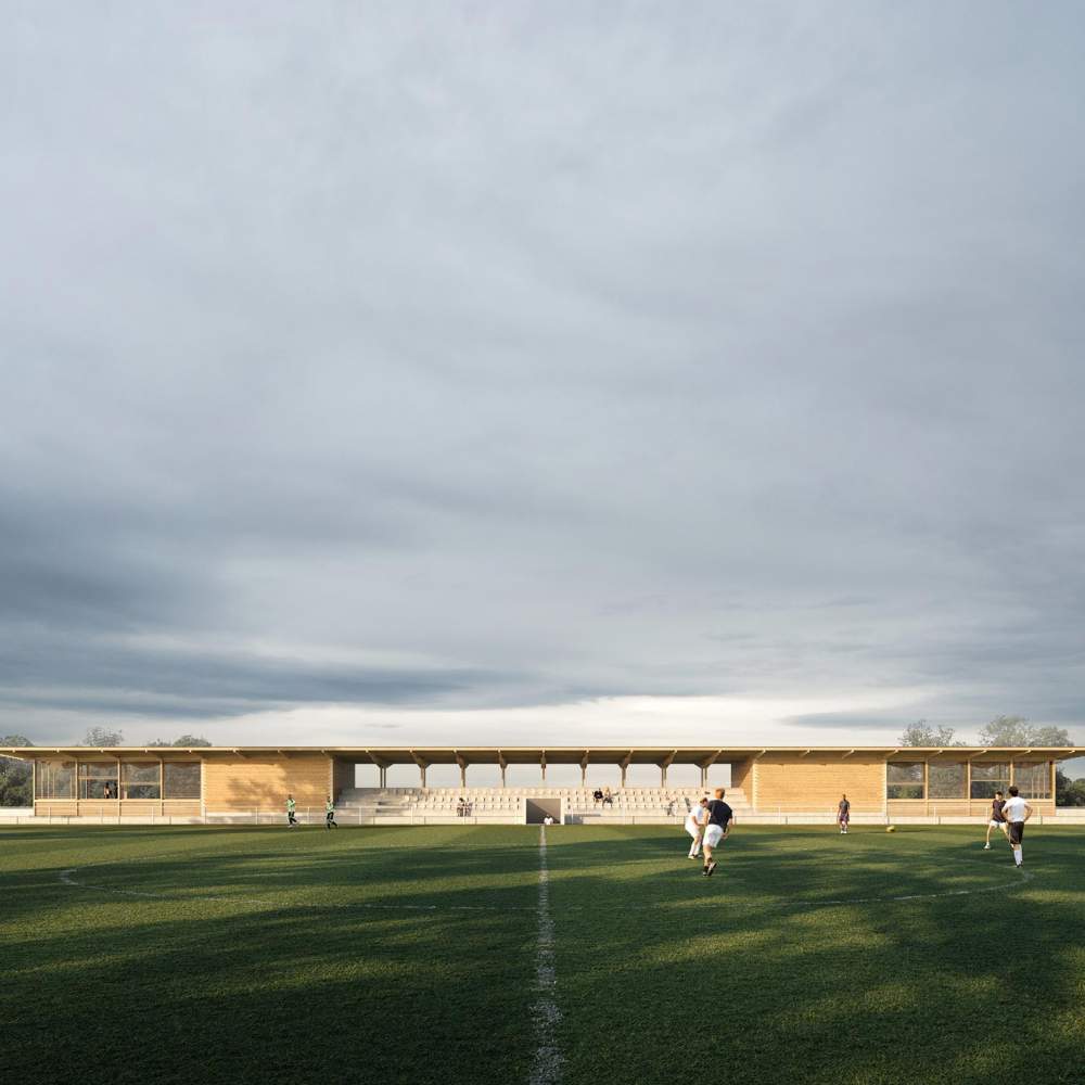 Tribunes de stade et centre associatif